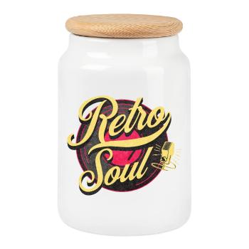 Musique Vintage Soul Rétro - Boîte à biscuits avec couvercle en bois - blanc - Devant