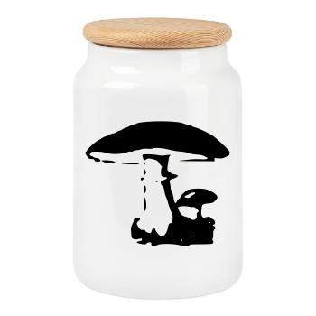 Champignon Sorcière Tube Chercheur de champignons - Boîte à biscuits avec couvercle en bois - blanc - Devant