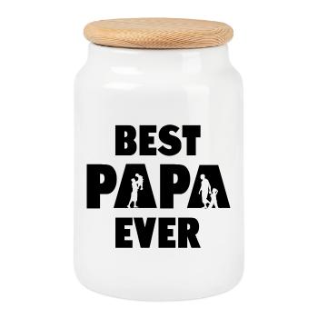 Bester Papa aller Zeiten - Keksdose mit Holzdeckel - Weiß - Vorne
