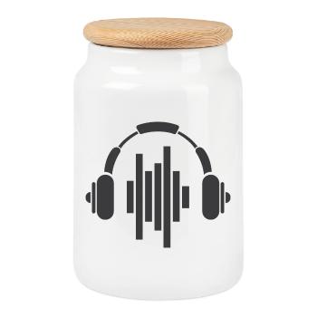 Kopfhörer Symbol Logo icon beats Musik Sound dnb - Keksdose mit Holzdeckel - Weiß - Vorne