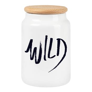 Sauvage - Boîte à biscuits avec couvercle en bois - blanc - Devant