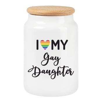 J’aime ma fille gay - Boîte à biscuits avec couvercle en bois - blanc - Devant
