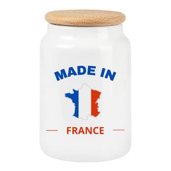 Made in France - Cookie Jar with Wooden Lid - white - Front