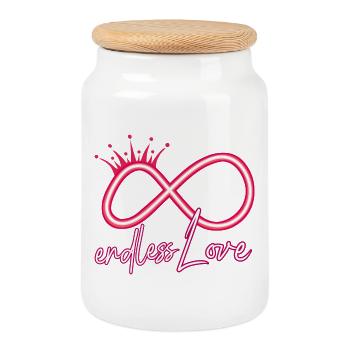 Symbole de l’infini de l’amour éternel - Boîte à biscuits avec couvercle en bois - blanc - Devant
