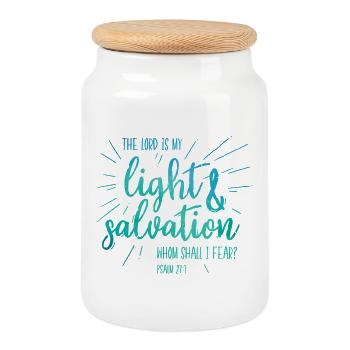 The Lord is my light and salvation - Keksdose mit Holzdeckel - Weiß - Vorne