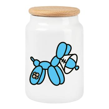Drôle de ballon Artiste Chien Collier de Protection Vétérinaire - Boîte à biscuits avec couvercle en bois - blanc - Devant