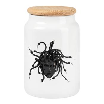 dark medusahead - Cookie Jar with Wooden Lid - white - Front