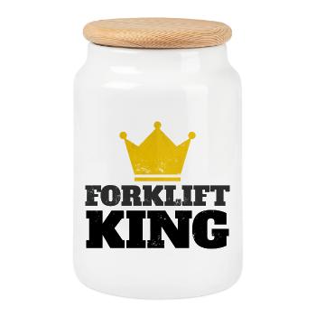 Forklift King - Keksdose mit Holzdeckel - Weiß - Vorne