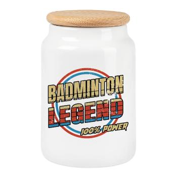 Légende du badminton - Boîte à biscuits avec couvercle en bois - blanc - Devant