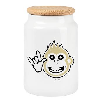 Rock on monkey - Keksdose mit Holzdeckel - Weiß - Vorne
