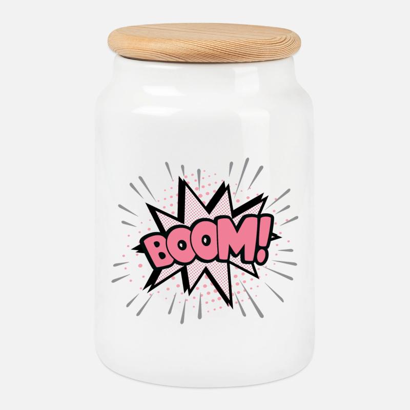 Boom rosa - Keksdose mit Holzdeckel - Weiß