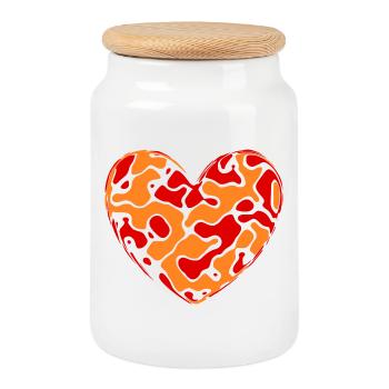 Orange Heart Gift Fête des mères Mère - Boîte à biscuits avec couvercle en bois - blanc - Devant