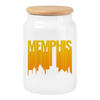 Memphis Skyline Gold Gradient - Keksdose mit Holzdeckel - Weiß - Vorne