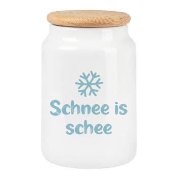 Schnee is schee bayrisch Alpen cool Sprüche Winter - Keksdose mit Holzdeckel - Weiß - Vorne