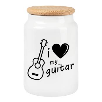 guitar Gitarre Symbol Grafik Herz Illustration - Keksdose mit Holzdeckel - Weiß - Vorne