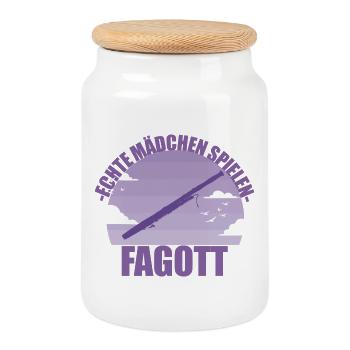 Fagott Musikerin Instrument Mädchen Geschenk - Keksdose mit Holzdeckel - Weiß - Vorne