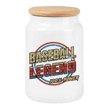 Baseball Legende - Keksdose mit Holzdeckel - Weiß - Vorne