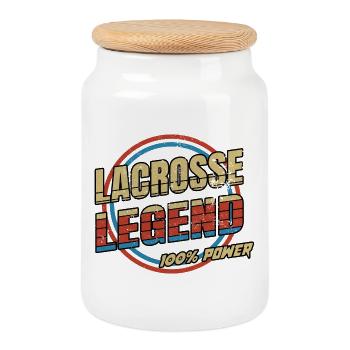 Lacrosse Legend - Cookie Jar with Wooden Lid - white - Front