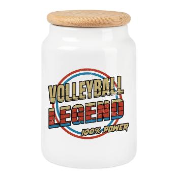 Volleyball Legend - Cookie Jar with Wooden Lid - white - Front