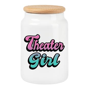 Fille de théâtre - Boîte à biscuits avec couvercle en bois - blanc - Devant