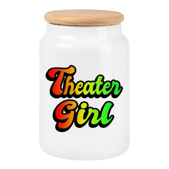 Theatre Girl Rainbow - Boîte à biscuits avec couvercle en bois - blanc - Devant