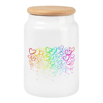 Arc in heart - Cookie Jar with Wooden Lid - white - Front