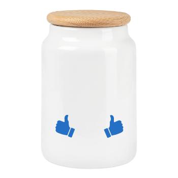 Perfection Goes Next to Me - Cookie Jar with Wooden Lid - white - Front