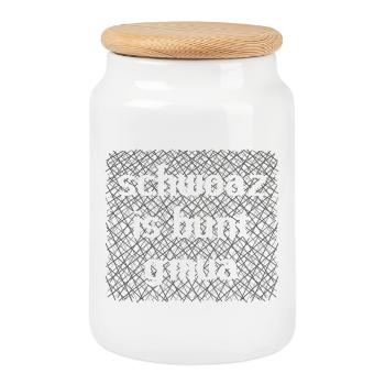 Schwoaz is colorful gmua - black is colorful enough - Cookie Jar with Wooden Lid - white - Front