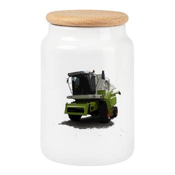 Combine Harvester Mega 360 - Cookie Jar with Wooden Lid - white - Front