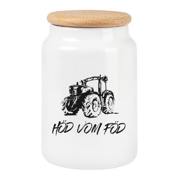 Höd vom Föd - Bauer, Spruch, Dialekt, Traktor - Keksdose mit Holzdeckel - Weiß - Vorne