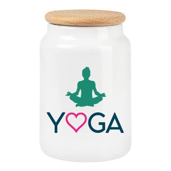 Yoga - Cookie Jar with Wooden Lid - white - Front