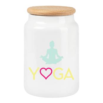 Yoga - Cookie Jar with Wooden Lid - white - Front