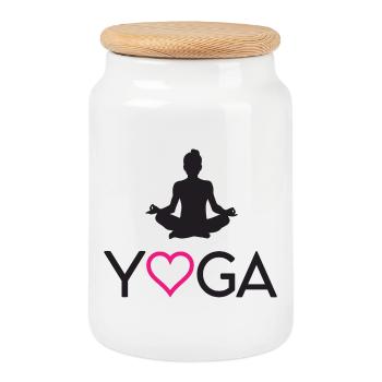 Yoga - Cookie Jar with Wooden Lid - white - Front