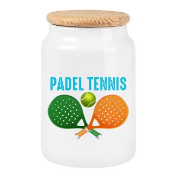 Padel Ich spiele lieber Padel-Tennis - Keksdose mit Holzdeckel - Weiß - Vorne