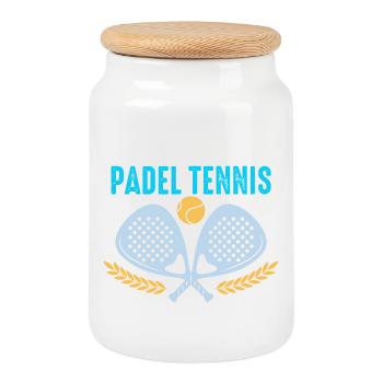 Padel Ich spiele lieber Padel-Tennis - Keksdose mit Holzdeckel - Weiß - Vorne