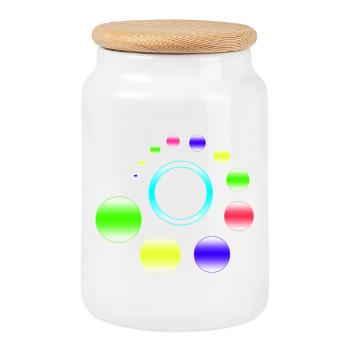 Neon Orbit Ringburst - Cookie Jar with Wooden Lid - white - Front