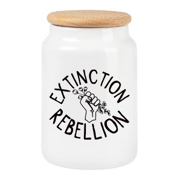 Extinction Rebellion Poing avec Bud - Boîte à biscuits avec couvercle en bois - blanc - Devant
