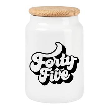 Forty-five 45th Birthday Men Women 45 Years Old - Cookie Jar with Wooden Lid - white - Front