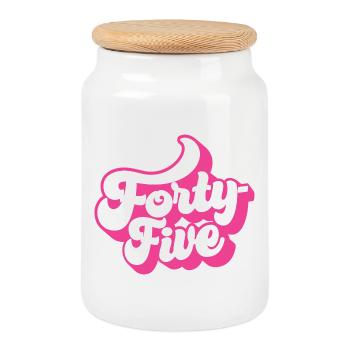 Forty-five 45th Birthday Women Her 45 Years Old - Cookie Jar with Wooden Lid - white - Front