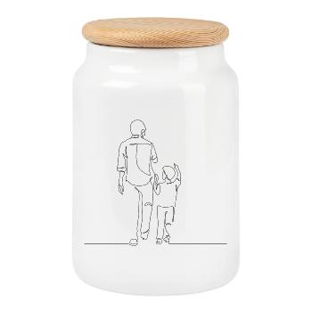 Father’s Day Line Art - Father Day - Boîte à biscuits avec couvercle en bois - blanc - Devant