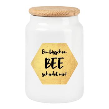 Bienen Waben Gold Honig Natur Klimaschutz Quote - Keksdose mit Holzdeckel - Weiß - Vorne