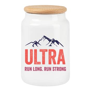 Ultra Running - Lauf lang. Lauf stark. - Keksdose mit Holzdeckel - Weiß - Vorne