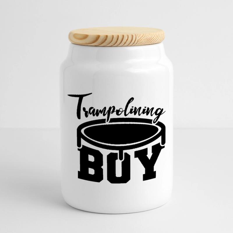 Drôle de pull trampoline Boîte à biscuits avec couvercle en bois