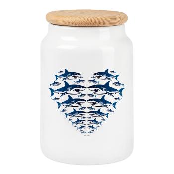 Shark Heart - Keksdose mit Holzdeckel - Weiß - Vorne