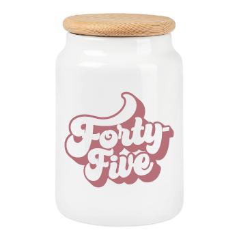 Forty-five 45th Birthday Women Her 45 Years Old - Cookie Jar with Wooden Lid - white - Front