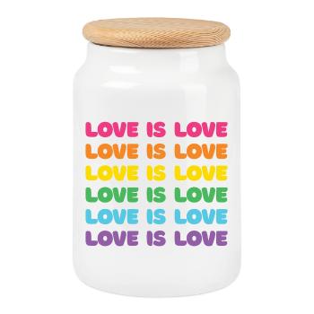 Pride Month - Love is Love - Cookie Jar with Wooden Lid - white - Front