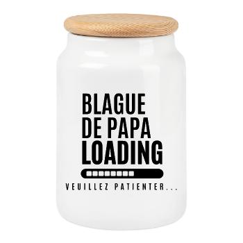 Blague de Papa Loading - Design Humoristique - Boîte à biscuits avec couvercle en bois - blanc - Devant