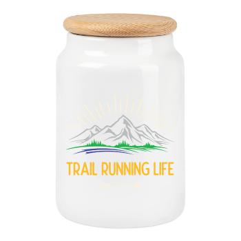 Trailrunning-Leben - Keksdose mit Holzdeckel - Weiß - Vorne