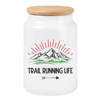 Vie de trail running - Boîte à biscuits avec couvercle en bois - blanc - Devant