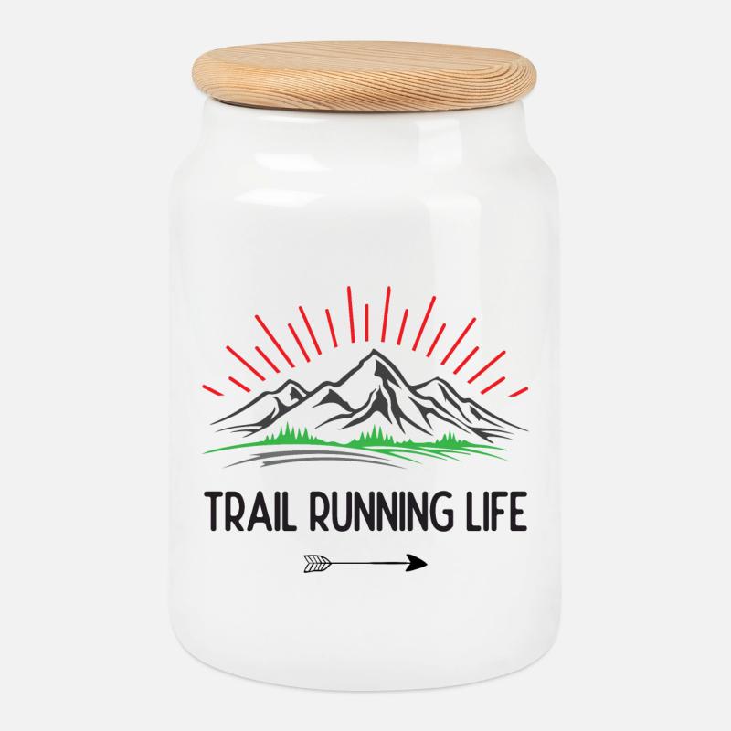 Trailrunning-Leben - Keksdose mit Holzdeckel - Weiß